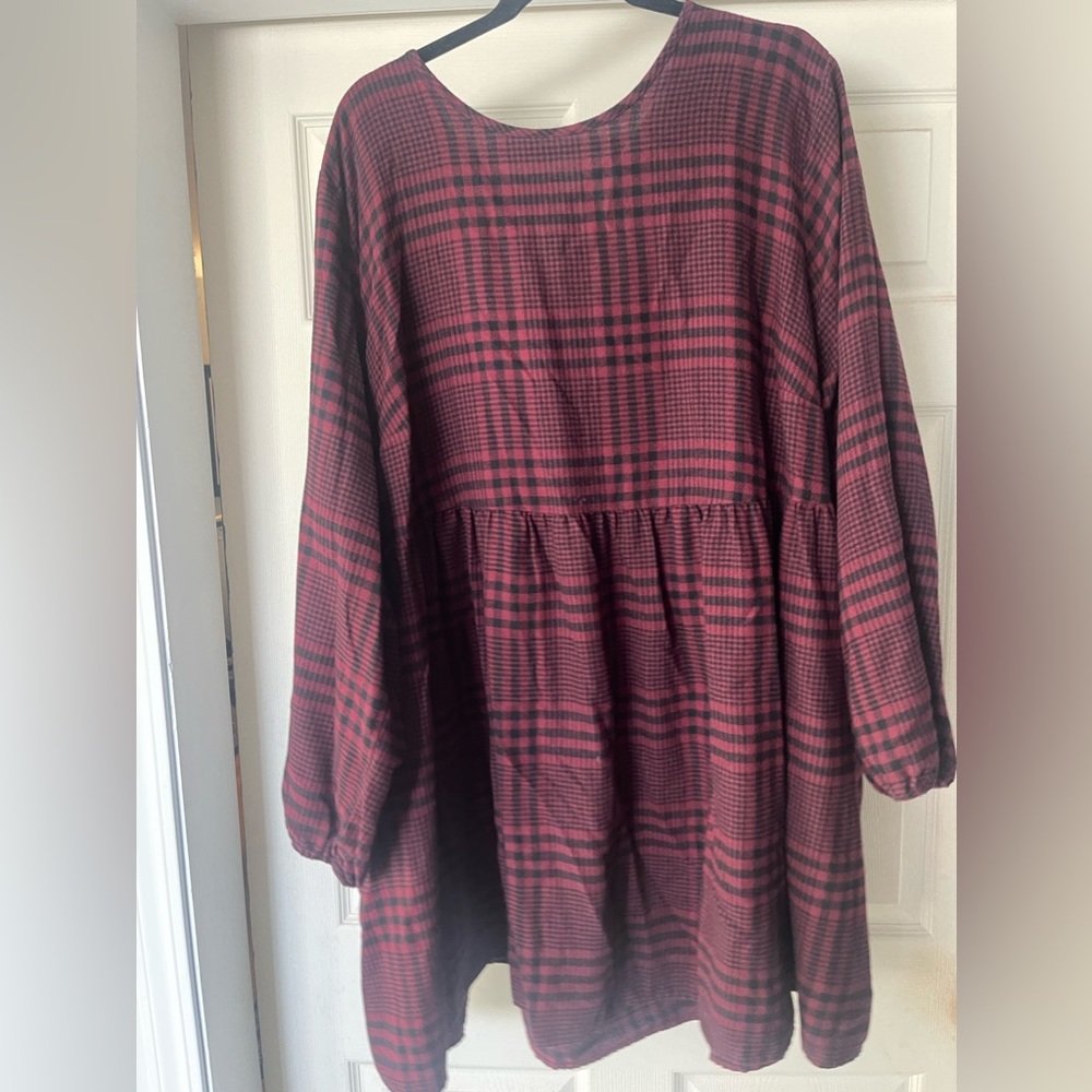 Wild fable wine and black flannel mini dress 3x